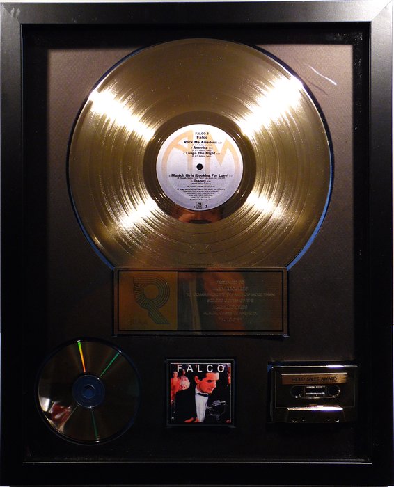 Falco - Falco 3 - real US RIAA Gold Award goldene Schallplatte - original Sales Music Record Award ( Golden Record )
