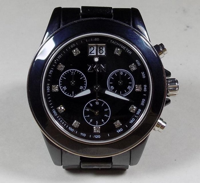 Zen Diamond - Full Black Ceramic - Diamond Markers - Chronograph - 2000 - Men's Wristwatch