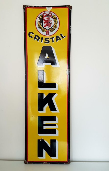 Large old Cristal Alken, enamel advertising sign