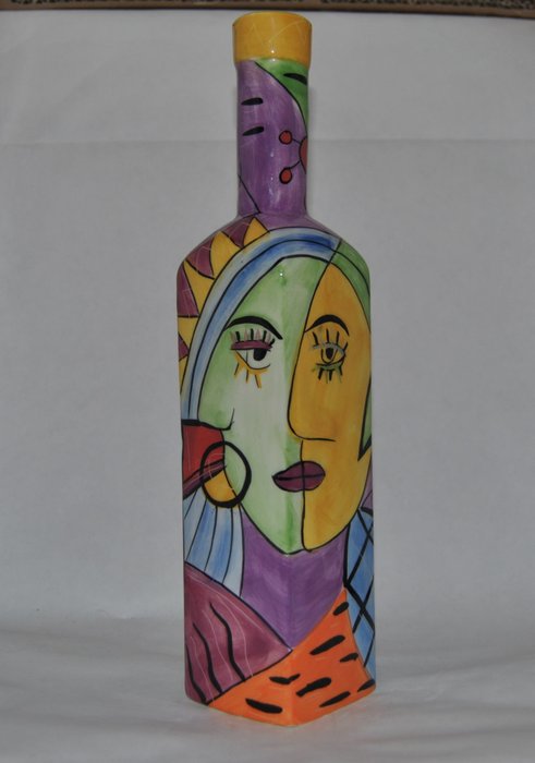 Hand painted “Muzeum” porcelain vase - Picasso style - Italy