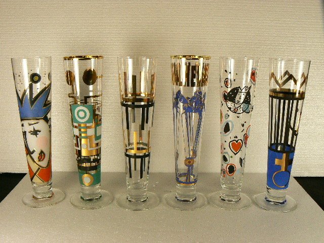 Ritzenhoff - Six crystal glasses - designer Catawiki beer colourful