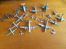 Collection of 23 die-cast airplane toy models made by Dinky Toys