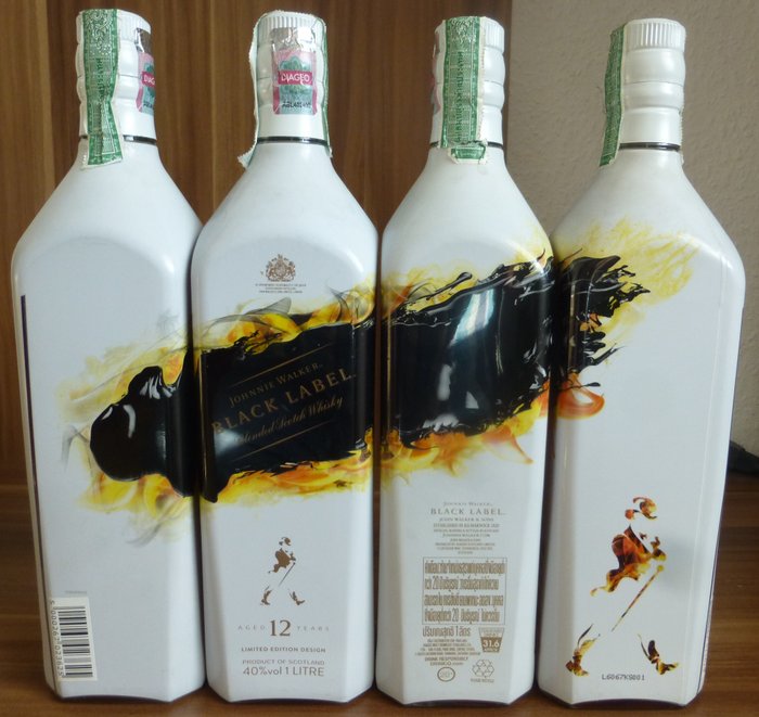4 bottles - Johnnie Walker Black Label - White Shadow - 4