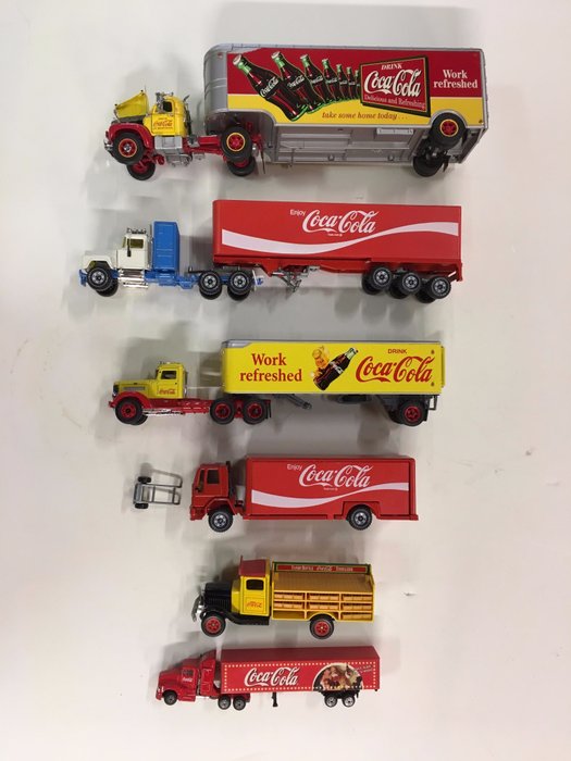 Franklin Mint / Siku / Matchbox - Schaal 1/43-1/64 - Kavel met 6 Coca-Cola trucks 
