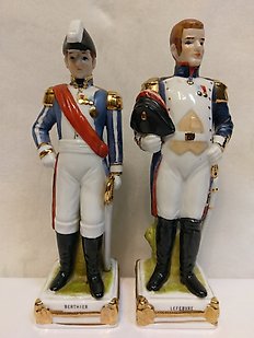 2 Antique rare Napoleon figurines wit gold painting and the name , France