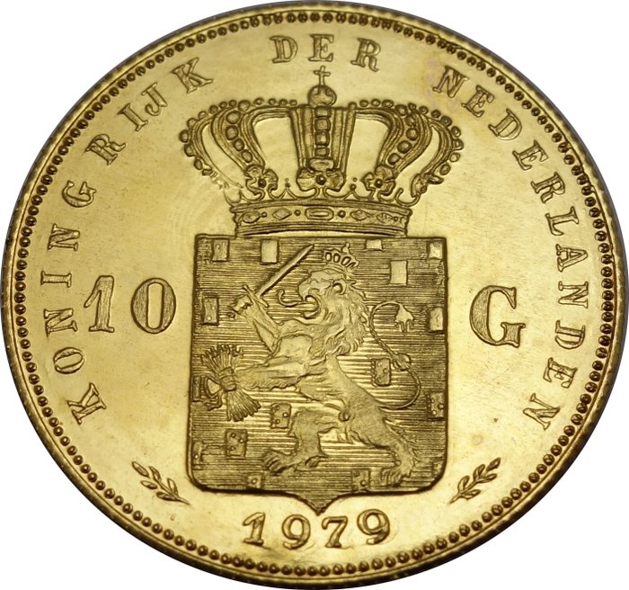 The Netherlands - 10 Guilders 1979 - gold