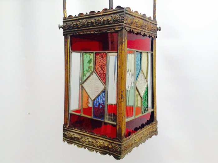 Spiksplinternieuw Antique stained glass hanging lamp - Catawiki WK-97
