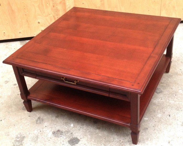 Cherry Wood Square Coffee Table With, Cherry Coffee Table With Drawers