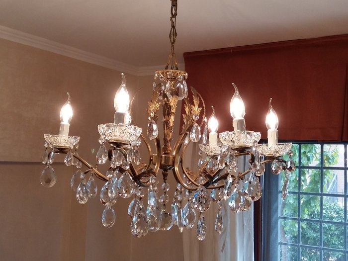 Vintage Chandelier With Bronze And, Bohemian Crystal Chandelier Vintage