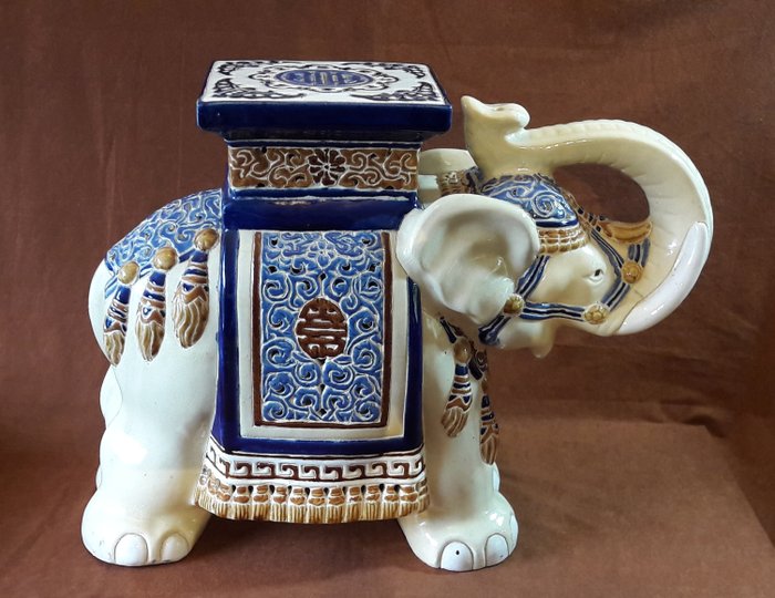 Very large ceramic elephant. A planter or side table - height 57 cm
