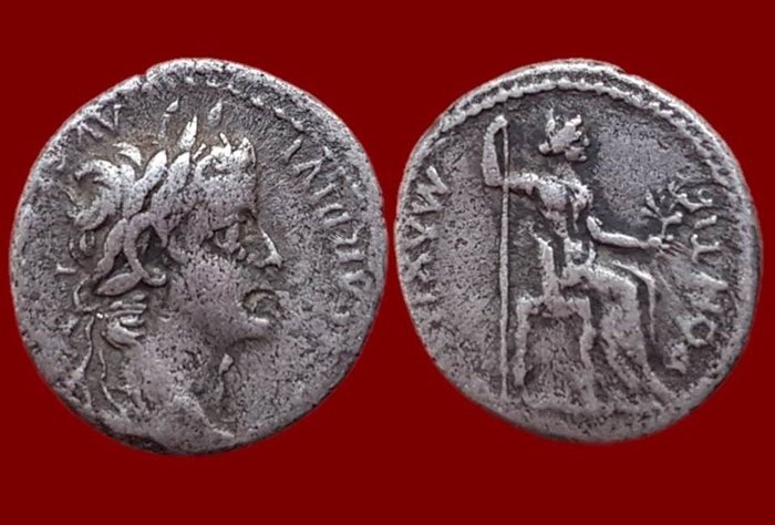 Roman Empire - Tiberius Denarius - PONTIF MAXIM - 18 mm / 3.46 g