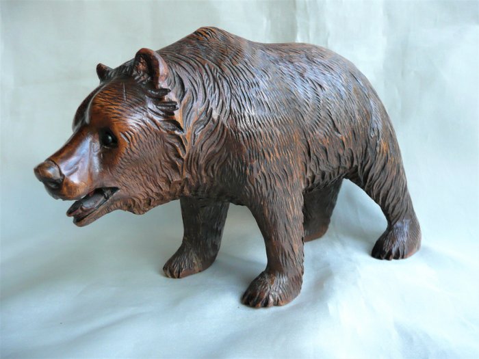 Black Forest - old bear statue in carved wood- Switzerland - circa 1880