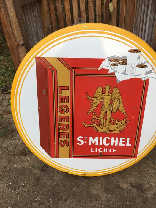 Enamelled plate for St Michel cigarettes