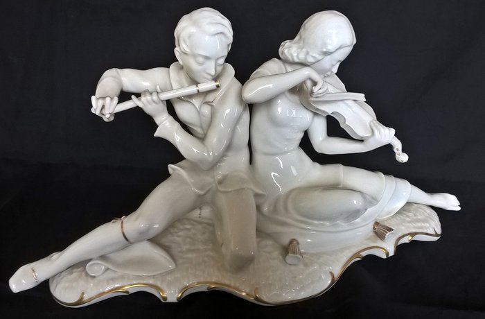Hutschenreuther Porcelain Figurine of a Musical Pair - C. Werner Design