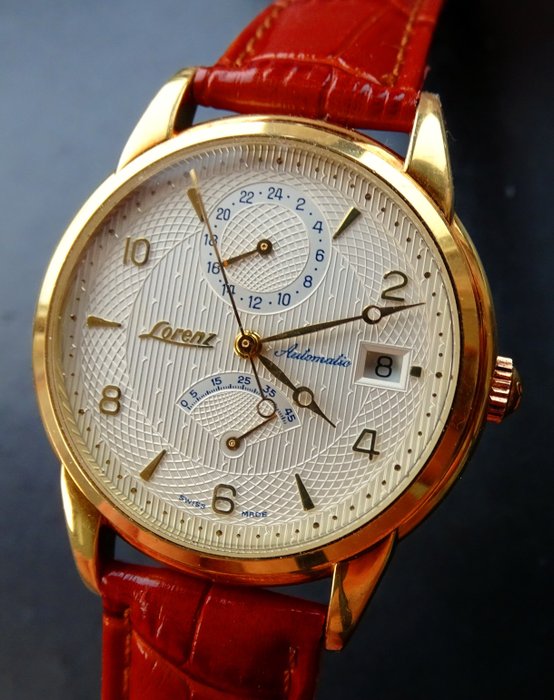 Lorenz Anniversaire yellow gold 18kt 750 Reserve Limited Edition Ref. 16545 automatic men's wristwatch 2002