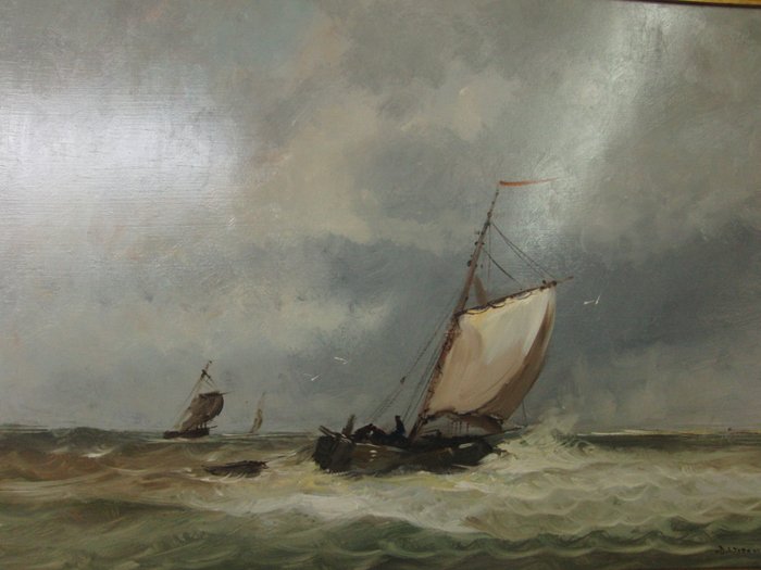 Van Dinteren (20th century) - Zeegezicht met schepen