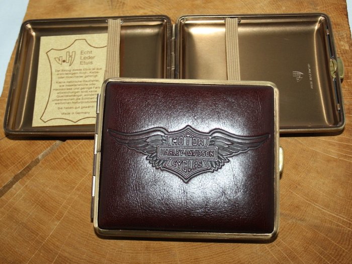 Cigarette case - Harley-Davidson - genuine black leather