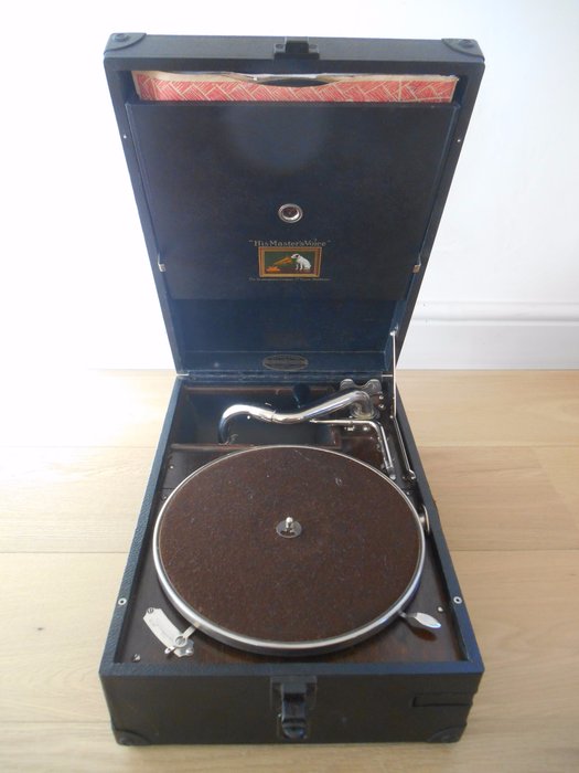 Draagbare grammofoon van His Master's Voice uit 1930