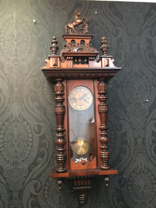 Antique horse clock - Gustav Becker - late 1800s