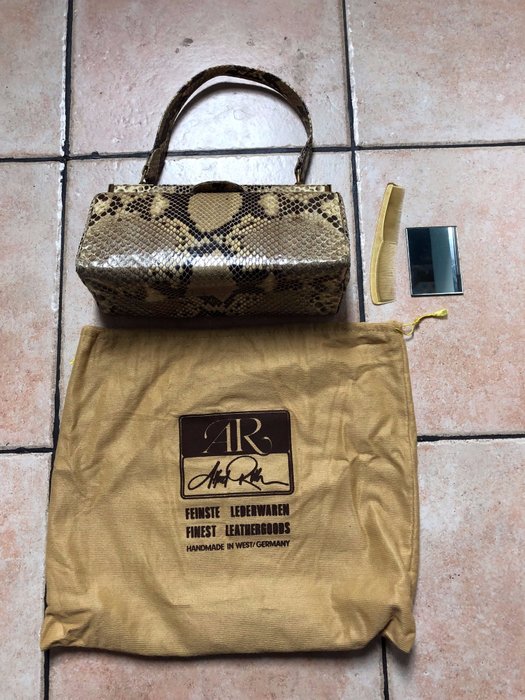 Women's handbag, doctor's bag, python leather, vintage, 50s