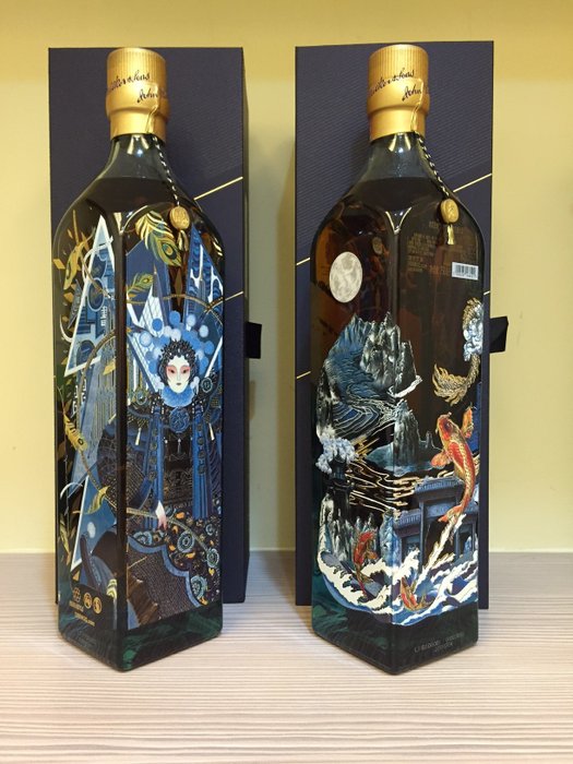2 bottles - Johnnie Walker Blue Label Whisky China Carp