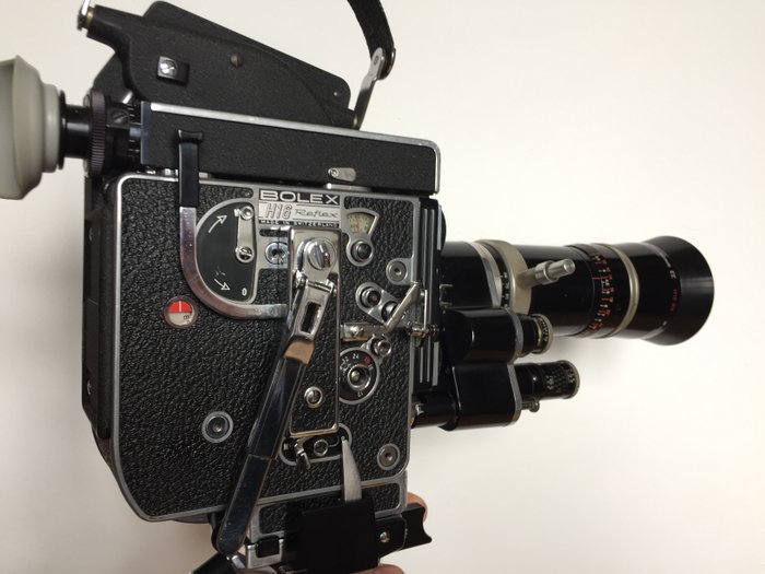Bolex Rex 5 reflex 16mm camera with Kern Paillard 18-86 f2.5 zoom lens Vario Switar, Grip and Rex-o-Fader