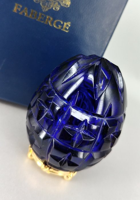 Authentic Fabergé Cobalt Blue Crystal Egg