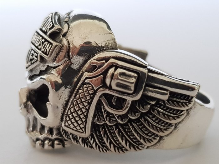 925 Silver Solid Harley Davidson skull ring. Catawiki