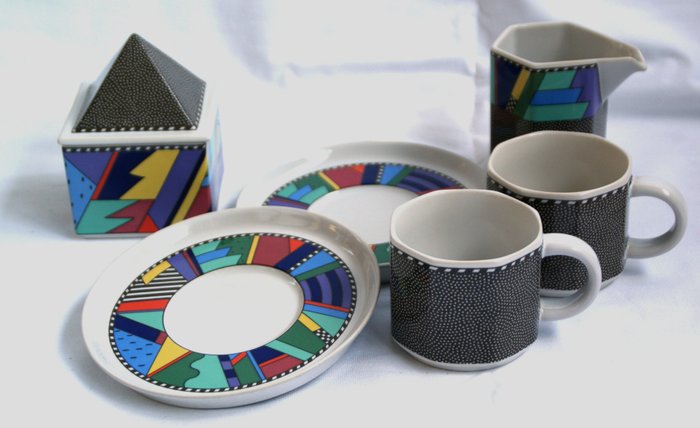 Barbara Brenner for Rosenthal Studio Line - ‘Scenario Metropol’ coffee set (cups, milk and sugar) in Mephis style