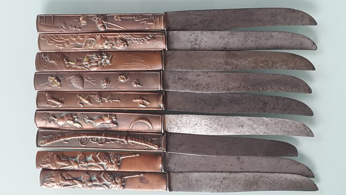 Lot of 10 kozuka style knives - Japan - ca.  1890 (Meiji period) 