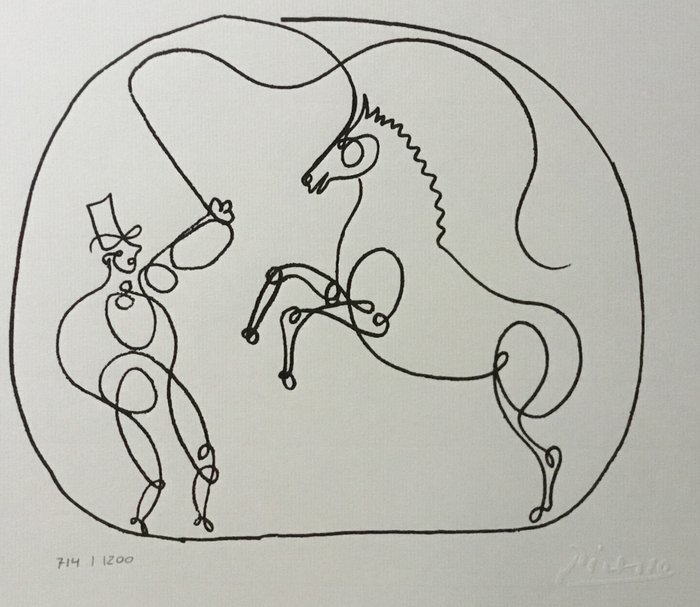 Pablo Picasso (d'apres) (1881 - 1973) - Cheval de cirque - One Line