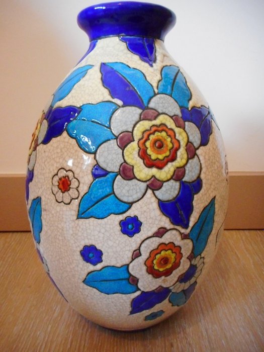 Boch Frères Keramis - Charles Catteau - Art Deco Vase made of enamelled earthenware (D 2542)