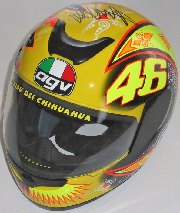 Valentino Rossi AGV Kinetic 2002 Full Size Moto GP Helmet Hand Signed by Valentino Rossi with Exact Photo Proof Signing it!