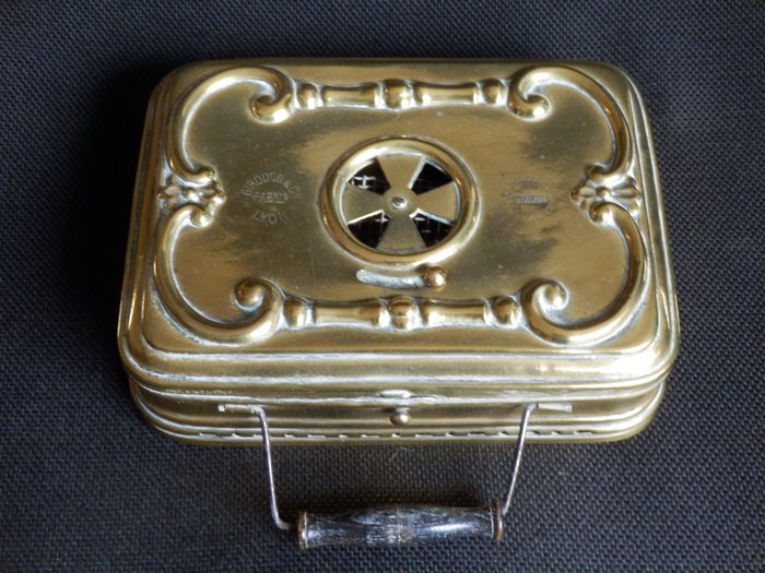 Fabulous 1800's Antique Brass Warmer, Girodon & Montet, Lyon, Stoker, Chaufferette, French Vintage