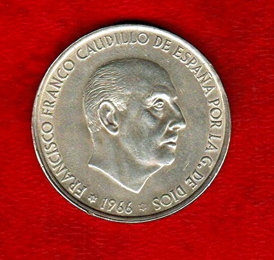 Spain - 100 Silver pesetas Francisco Franco (Spanish dictator from 1939-1975) - 1966 - Star 69, curved stick  Scarce.