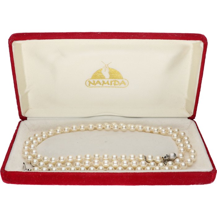 925/1000 - Silver necklace set with pearls of 'Namida' including original box - Length: 83 cm