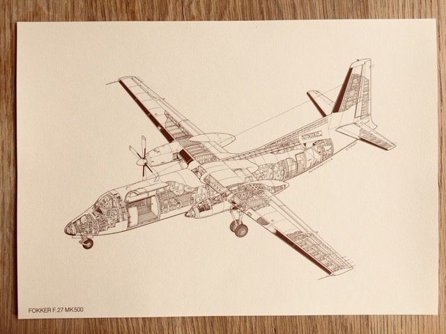 Old Fokker fighter aircraft - 24 unique openwork drawings (for framing!)