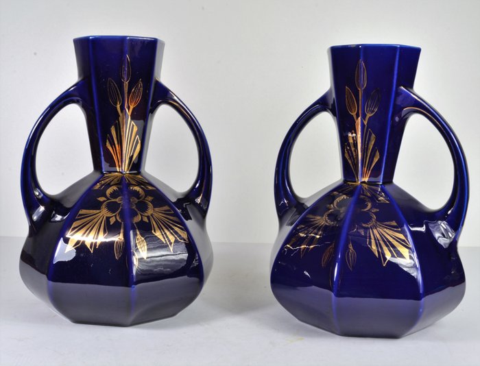 Antoine Gustave De Bruyn Fives Lille - Pair of Art Deco vases
