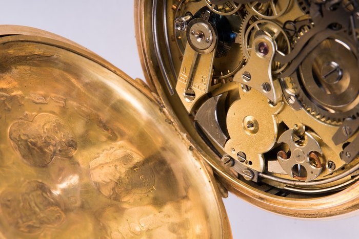 Image 2 of Pocket watch quarter repeater chronograph - Geneve Suisse - savonette hunter gold 18 K - Men - 1850