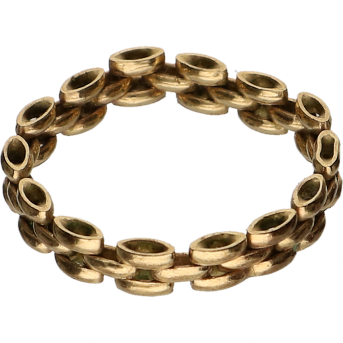 14 kt Yellow gold flexible rolex link ring. - ring size: 17.75 mm ...