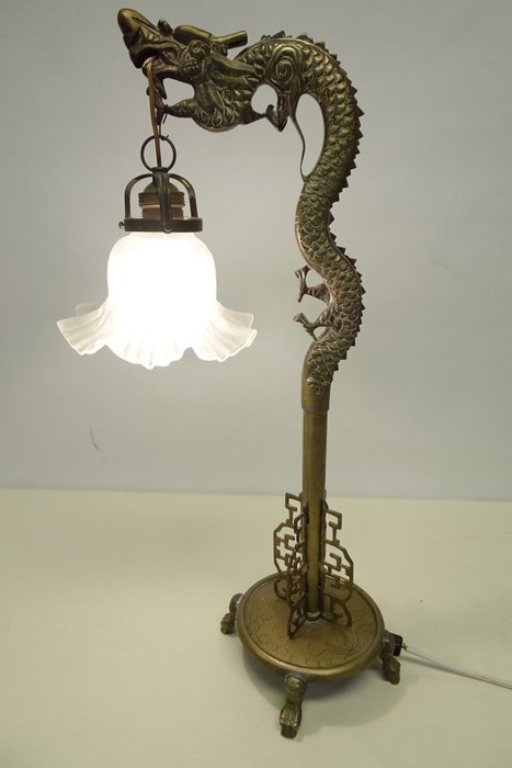 Table Lamp Bronze Chinese Dragon, Antique Chinese Dragon Floor Lamp