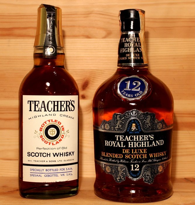2 bottles - Teacher's 12 years old Royal Highland de Luxe  + Teacher's Highland Cream 