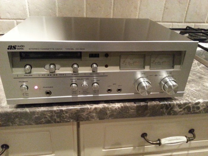 Very rare vintage 1970s Audio-Sonic stereo cassette deck with horizontal cassette input