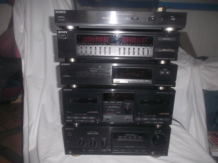 vintage sony stereoset losse componenten TA-V701 + TC-V701 + ST-V901 + SEQ-V901 en turntable PS-V701