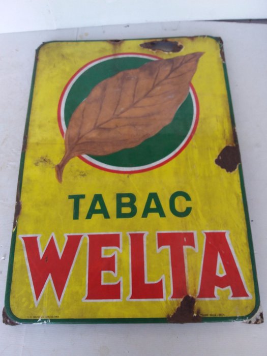 Very old enamel sign tabak welta - 1953.