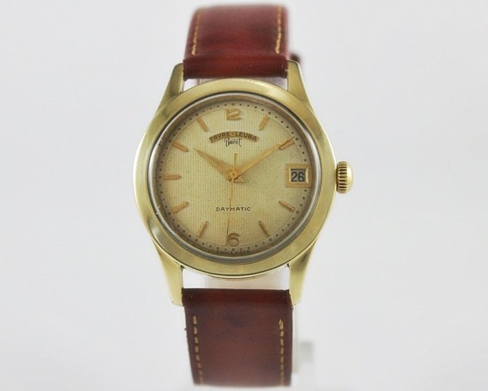 Favre Leuba Bovet Daymatic 14K Gold Capped Mens Vintage Wrist Watch from the 1950s