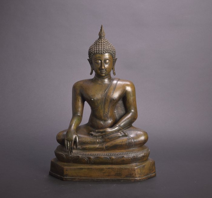 Groot bronzen Boeddha beeld - Thailand - Laat 20ste eeuw (62 cm)