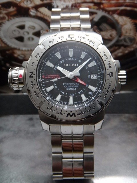 2000-2010 Seiko - Perpetual Calendar - Map Meter - 200m - men's watch