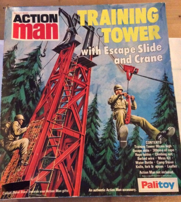 Action Man VAM Palitoy Training Tower Escape Slide Trolley Complete c1976-80 