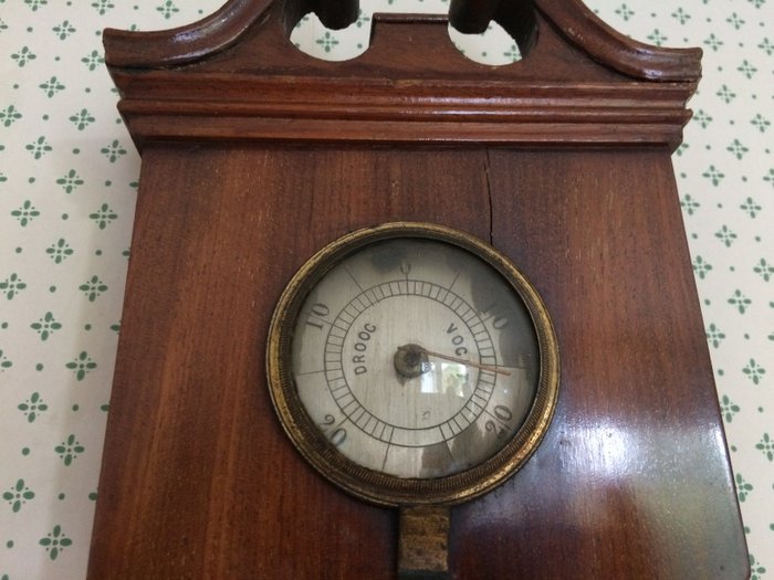 Wheel barometer, Reballio & Zoon, Rotterdam – Mahonie – Midden 19e eeuw